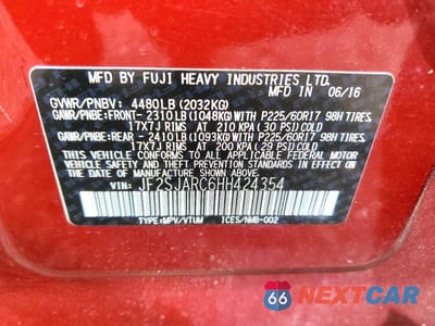 Zdjęcie 12 z 12 samochodu: 2017 SUBARU FORESTER 2.5I LIMITED VIN:JF2SJARC6HH424354 - miniatura