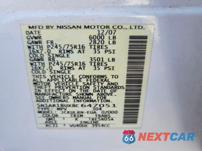 Zdjęcie 13 z 13 samochodu: 2008 NISSAN PATHFINDER S VIN:5N1AR18UX8C647051 - miniatura