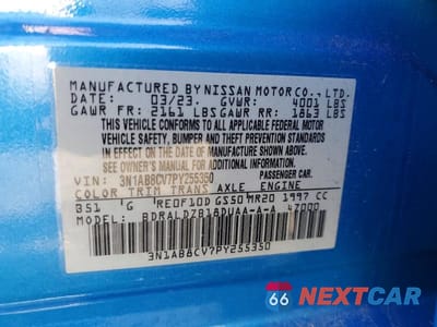 Zdjęcie 13 z 13 samochodu: 2023 NISSAN SENTRA SV VIN:3N1AB8CV7PY255350 - miniatura