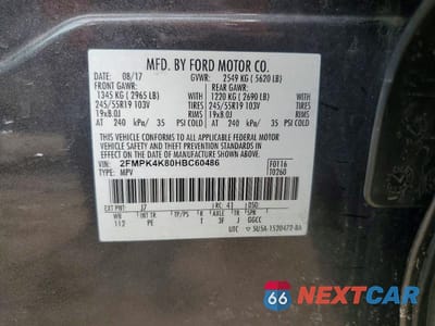 Zdjęcie 13 z 13 samochodu: 2017 FORD EDGE TITANIUM VIN:2FMPK4K80HBC60486 - miniatura