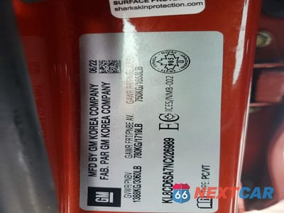 Zdjęcie 12 z 13 samochodu: 2022 CHEVROLET SPARK 1LT VIN:KL8CD6SA7NC026989 - miniatura