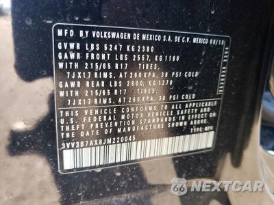 Zdjęcie 14 z 14 samochodu: 2018 VOLKSWAGEN TIGUAN SE VIN:3VV3B7AX8JM220045 - miniatura
