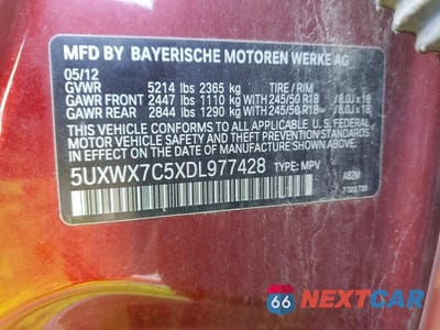 Zdjęcie 12 z 12 samochodu: 2013 BMW X3 XDRIVE35I VIN:5UXWX7C5XDL977428 - miniatura