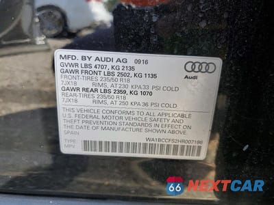 Zdjęcie 13 z 13 samochodu: 2017 AUDI Q3 PREMIUM VIN:WA1BCCFS2HR007186 - miniatura