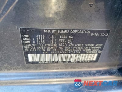 Zdjęcie 12 z 12 samochodu: 2019 SUBARU IMPREZA PREMIUM VIN:4S3GTAC64K3701704 - miniatura