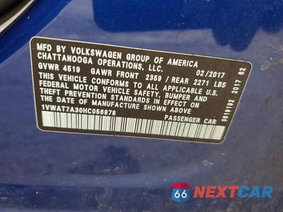 Zdjęcie 12 z 12 samochodu: 2017 VOLKSWAGEN PASSAT S VIN:1VWAT7A30HC056878 - miniatura