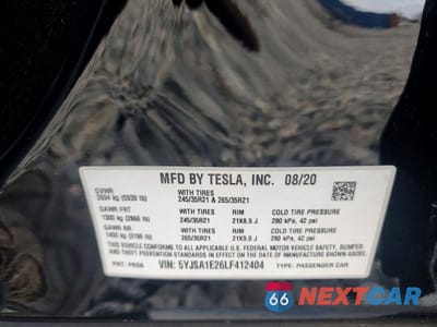 Zdjęcie 12 z 12 samochodu: 2020 TESLA MODEL S VIN:5YJSA1E26LF412404 - miniatura