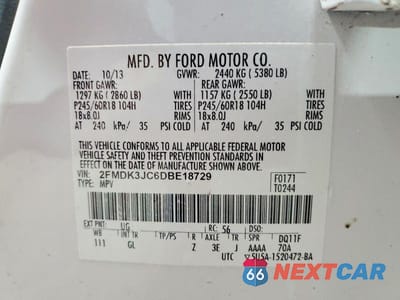 Zdjęcie 13 z 13 samochodu: 2013 FORD EDGE SEL VIN:2FMDK3JC6DBE18729 - miniatura