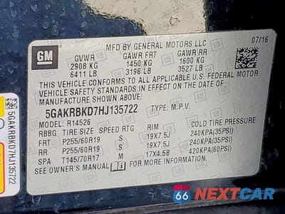 Zdjęcie 13 z 13 samochodu: 2017 BUICK ENCLAVE VIN:5GAKRBKD7HJ135722 - miniatura