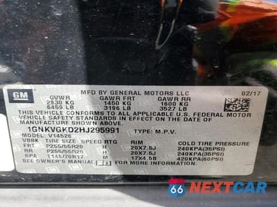 Zdjęcie 13 z 13 samochodu: 2017 CHEVROLET TRAVERSE LT VIN:1GNKVGKD2HJ295991 - miniatura
