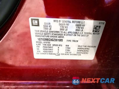Zdjęcie 12 z 12 samochodu: 2016 GMC SIERRA K1500 SLE VIN:1GTV2MEC9GZ361985 - miniatura