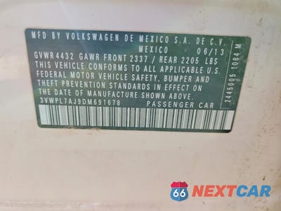 Zdjęcie 13 z 13 samochodu: 2013 VOLKSWAGEN JETTA TDI VIN:3VWPL7AJ9DM691678 - miniatura