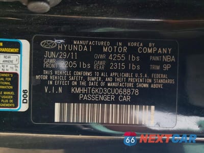 Zdjęcie 12 z 12 samochodu: 2012 HYUNDAI GENESIS COUPE 2.0T VIN:KMHHT6KD3CU068878 - miniatura