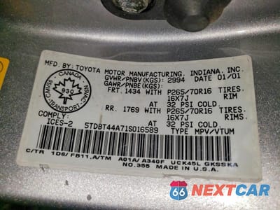 Zdjęcie 13 z 13 samochodu: 2001 TOYOTA SEQUOIA SR5 VIN:5TDBT44A71S016589 - miniatura