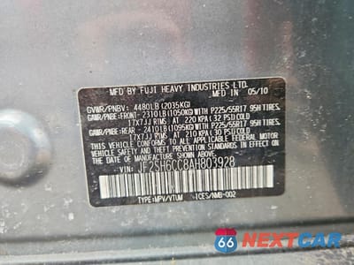 Zdjęcie 12 z 12 samochodu: 2010 SUBARU FORESTER 2.5X PREMIUM VIN:JF2SH6CC8AH803928 - miniatura