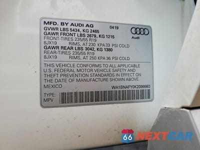 Zdjęcie 13 z 13 samochodu: 2019 AUDI Q5 PREMIUM PLUS VIN:WA1BNAFY0K2099983 - miniatura