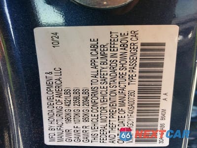 Zdjęcie 12 z 12 samochodu: 2025 HONDA ACCORD SE VIN:1HGCY1F4XSA007350 - miniatura