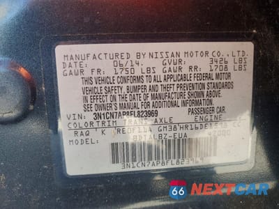 Zdjęcie 12 z 12 samochodu: 2015 NISSAN VERSA 1.6 SV VIN:3N1CN7AP8FL823969 - miniatura