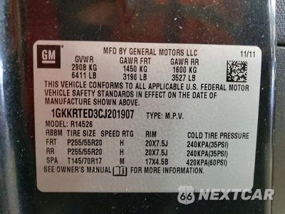 Zdjęcie 13 z 13 samochodu: 2012 GMC ACADIA DENALI VIN:1GKKRTED3CJ201907 - miniatura