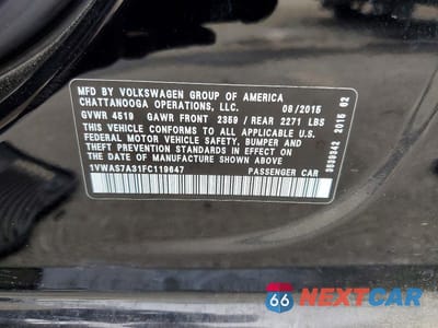 Zdjęcie 12 z 12 samochodu: 2015 VOLKSWAGEN PASSAT S VIN:1VWAS7A31FC119647 - miniatura