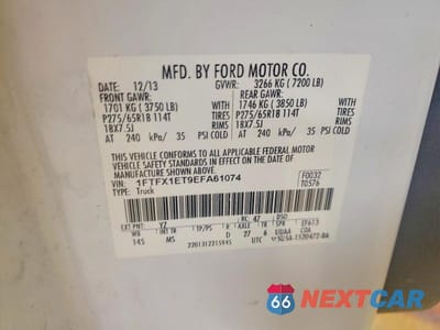 Zdjęcie 12 z 12 samochodu: 2014 FORD F150 SUPER CAB VIN:1FTFX1ET9EFA61074 - miniatura