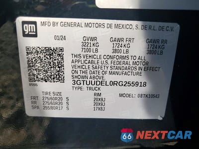 Zdjęcie 12 z 12 samochodu: 2024 GMC SIERRA K1500 SLT VIN:3GTUUDEL0RG255918 - miniatura