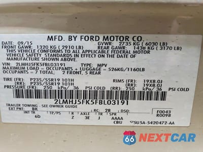 Zdjęcie 14 z 14 samochodu: 2015 LINCOLN MKT VIN:2LMHJ5FK5FBL03191 - miniatura