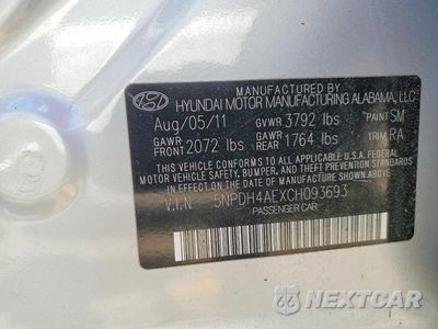 Zdjęcie 12 z 12 samochodu: 2011 HYUNDAI ELANTRA VIN:5NPDH4AEXCH093693 - miniatura