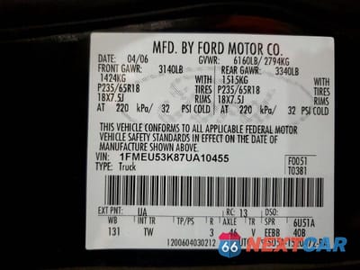 Zdjęcie 13 z 13 samochodu: 2007 FORD EXPLORER SPORT TRAC LIMITED VIN:1FMEU53K87UA10455 - miniatura