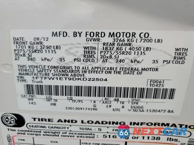 Zdjęcie 12 z 12 samochodu: 2013 FORD F150 SUPERCREW VIN:1FTFW1ET9DKD22504 - miniatura