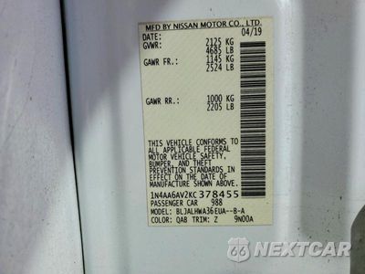 Zdjęcie 12 z 12 samochodu: 2019 NISSAN MAXIMA PLATINUM VIN:1N4AA6AV2KC378455 - miniatura