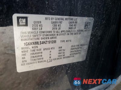 Zdjęcie 13 z 13 samochodu: 2017 GMC ACADIA SLT-1 VIN:1GKKNMLS4HZ191206 - miniatura