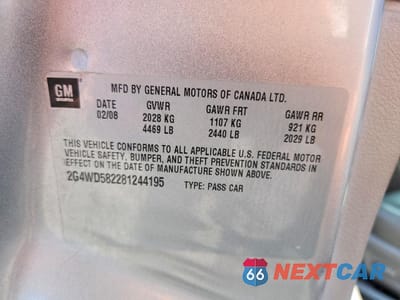 Zdjęcie 12 z 12 samochodu: 2008 BUICK LACROSSE CXL VIN:2G4WD582281244195 - miniatura