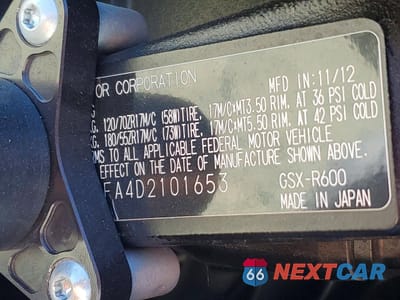 Zdjęcie 9 z 9 samochodu: 2013 SUZUKI GSX-R600 VIN:JS1GN7FA4D2101653 - miniatura