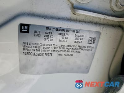 Zdjęcie 12 z 12 samochodu: 2013 CADILLAC CTS LUXURY COLLECTION VIN:1G6DG5E52D0176572 - miniatura