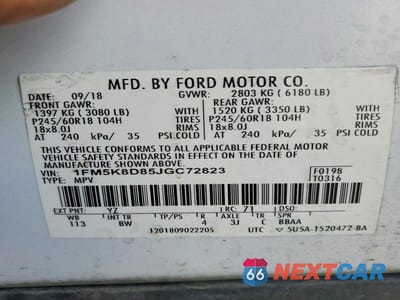 Zdjęcie 14 z 14 samochodu: 2018 FORD EXPLORER XLT VIN:1FM5K8D85JGC72823 - miniatura
