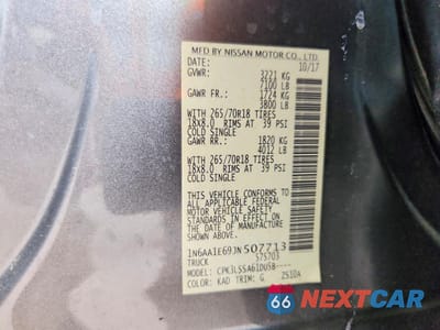 Zdjęcie 12 z 13 samochodu: 2018 NISSAN TITAN SV VIN:1N6AA1E69JN507713 - miniatura