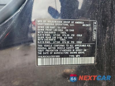 Zdjęcie 14 z 14 samochodu: 2018 VOLKSWAGEN ATLAS SE VIN:1V2LR2CA2JC531959 - miniatura