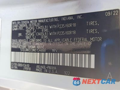 Zdjęcie 13 z 13 samochodu: 2022 TOYOTA SIENNA XLE 7-PASSENGER VIN:5TDJRKEC9NS134888 - miniatura