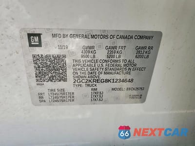 Zdjęcie 12 z 12 samochodu: 2019 CHEVROLET SILVERADO K2500 HEAVY DUTY VIN:2GC2KREG8K1234648 - miniatura