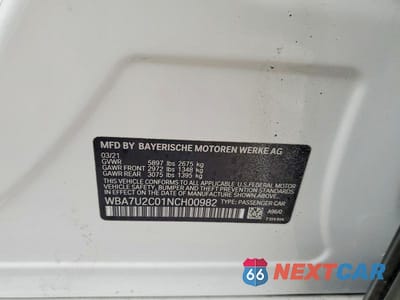 Zdjęcie 12 z 12 samochodu: 2022 BMW 750 XI VIN:WBA7U2C01NCH00982 - miniatura