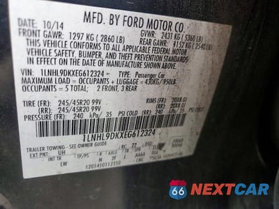 Zdjęcie 12 z 12 samochodu: 2014 LINCOLN MKS VIN:1LNHL9DKXEG612324 - miniatura
