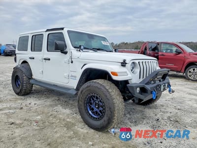 Czwarte zdjęcie samochodu z boku: 2021 JEEP WRANGLER UNLIMITED SAHARA 4XE VIN:1C4JJXP69MW732442 - miniatura