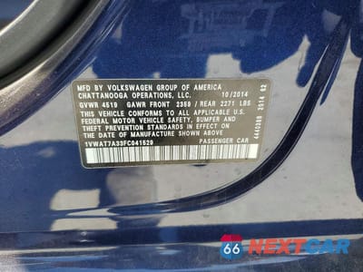 Zdjęcie 12 z 12 samochodu: 2015 VOLKSWAGEN PASSAT S VIN:1VWAT7A33FC041529 - miniatura