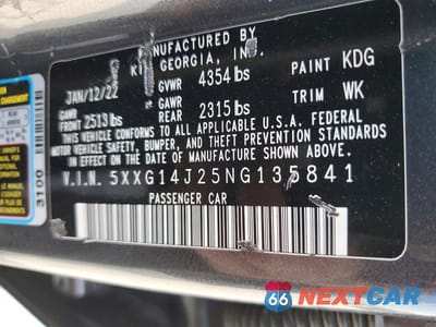 Zdjęcie 12 z 12 samochodu: 2022 KIA K5 LXS VIN:5XXG14J25NG135841 - miniatura