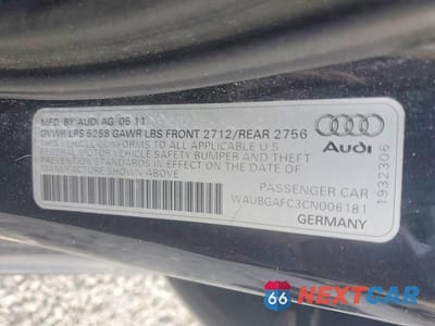 Zdjęcie 12 z 12 samochodu: 2012 AUDI A6 VIN:WAUBGAFC3CN006181 - miniatura