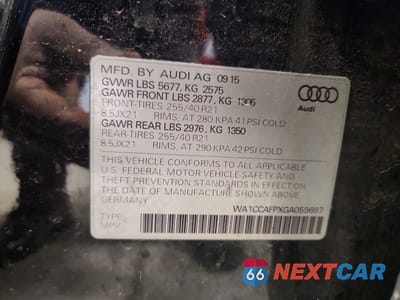 Zdjęcie 13 z 13 samochodu: 2016 AUDI SQ5 PREMIUM PLUS VIN:WA1CCAFPXGA059697 - miniatura