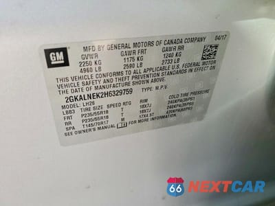 Zdjęcie 14 z 14 samochodu: 2017 GMC TERRAIN SLE VIN:2GKALNEK2H6329759 - miniatura