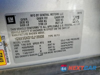 Zdjęcie 14 z 14 samochodu: 2016 CHEVROLET TRAVERSE LT VIN:1GNKVGKD1GJ135938 - miniatura