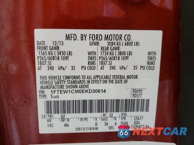 Zdjęcie 13 z 13 samochodu: 2014 FORD F150 SUPERCREW VIN:1FTEW1CM0EKD30614 - miniatura